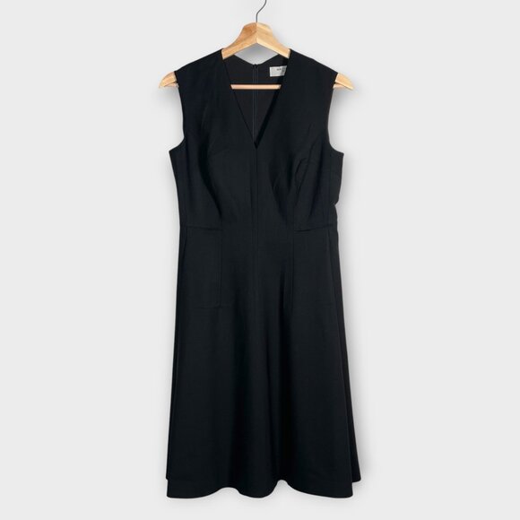 MM Lafluer Little Black Dress Sz 4 Wool Pockets Fit & Flare Italian Fabric EUC - Picture 5 of 9